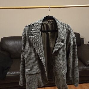 Madewell Black and Brown Houndstooth Blazer